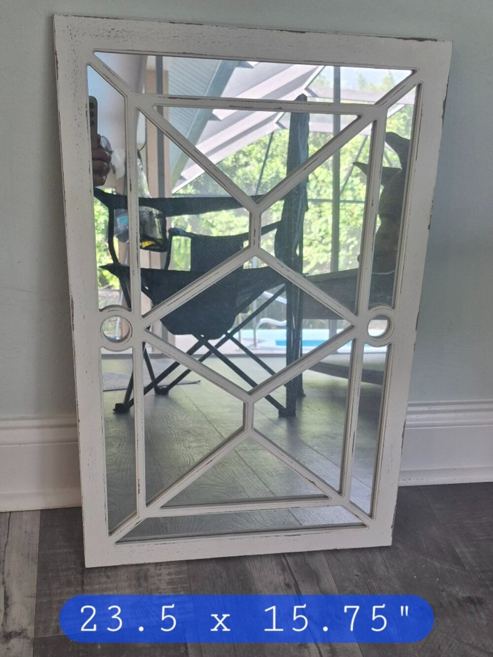 White Geometric Overlay Wall Mirror